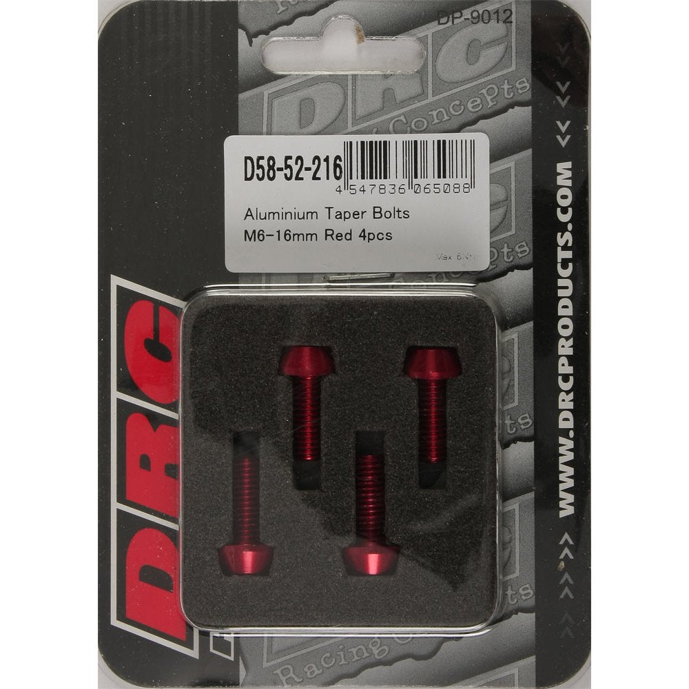 Aluminum Taper Bolts Red M6x16mm 4/Pk