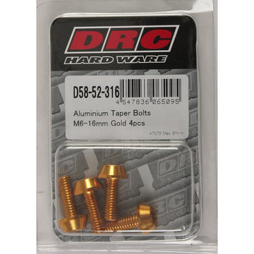 Aluminum Taper Bolts Gold M6x16mm 4/Pk