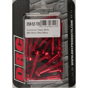 Aluminum Taper Bolts Red M6x35mm 20/Pk
