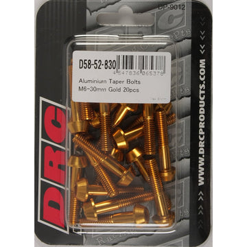 Aluminum Taper Bolts Gold M6x30mm 20/Pk