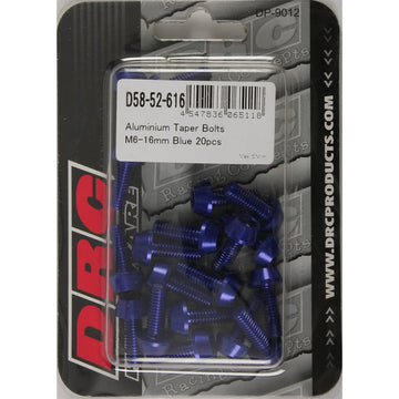 Aluminum Taper Bolts Blue M6x16mm 20/Pk
