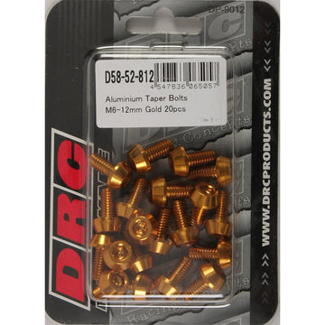 Aluminum Taper Bolts Gold M6x12mm 20/Pk