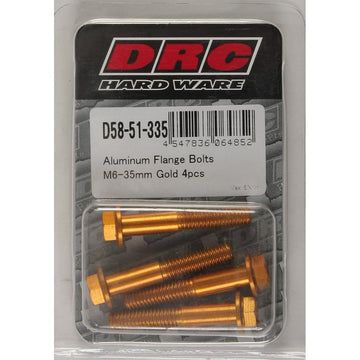 Aluminum Flange Bolts Gold M6x35mm 4/Pk