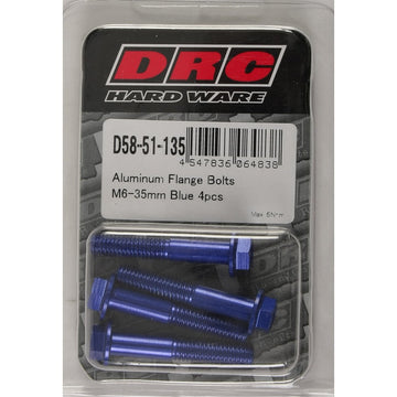 Aluminum Flange Bolts Blue M6x35mm 4/Pk
