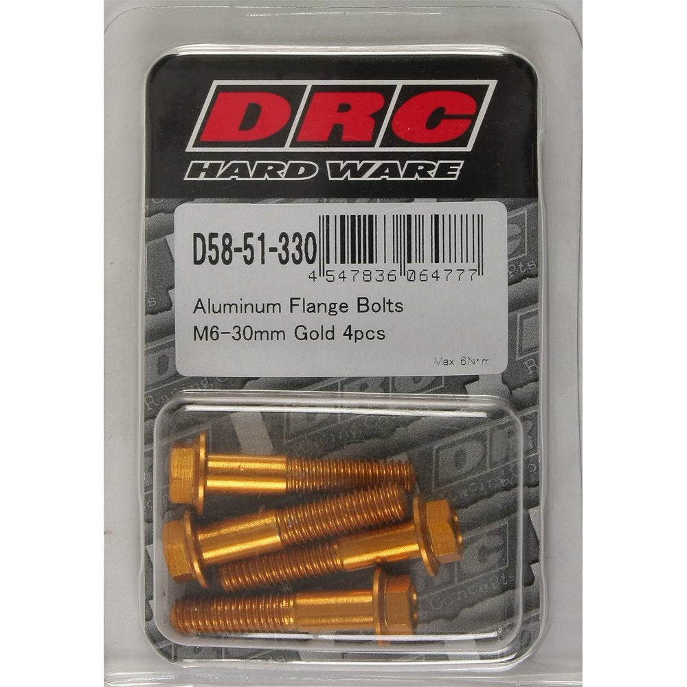 Aluminum Flange Bolts Gold M6x30mm 4/Pk