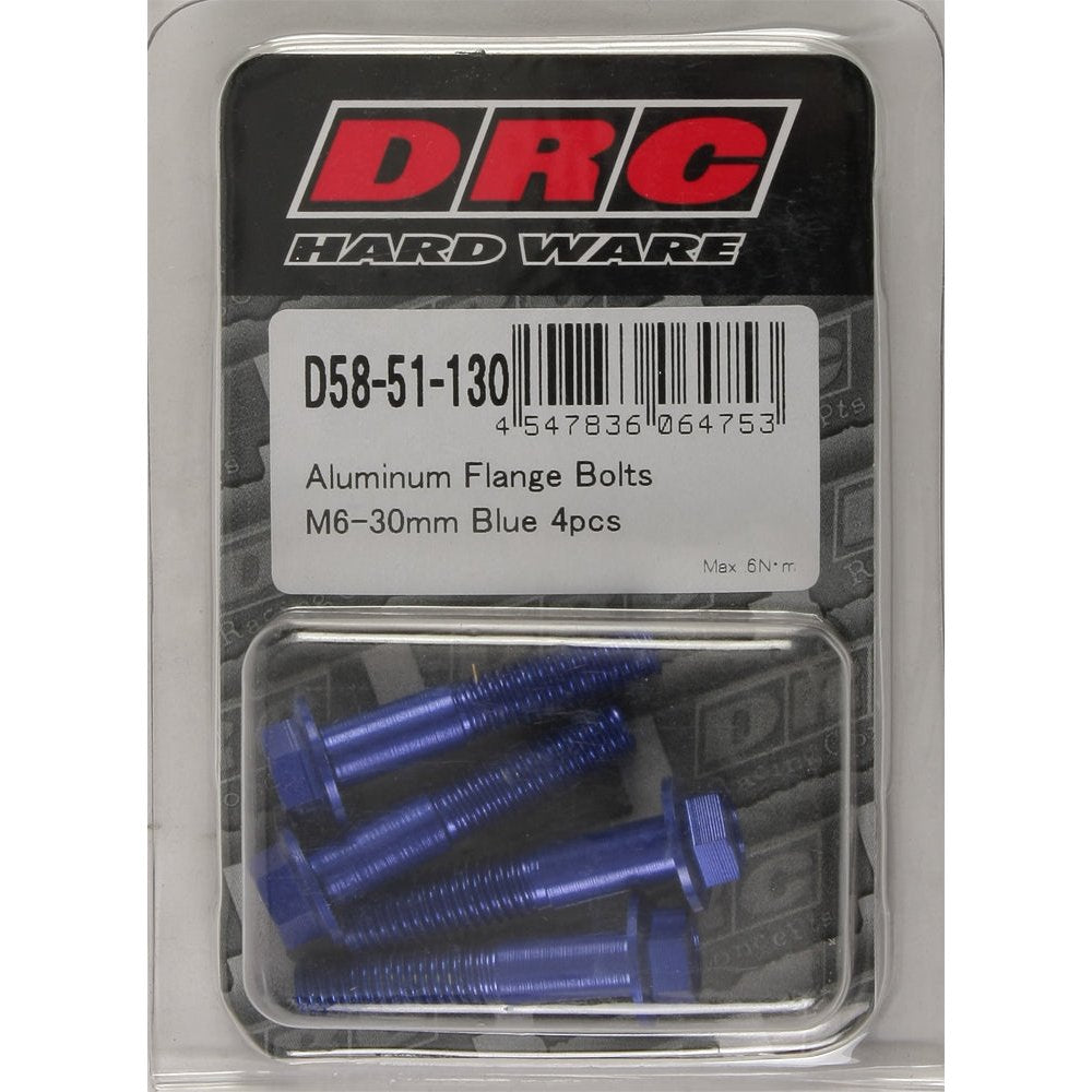 Aluminum Flange Bolts Blue M6x30mm 4/Pk