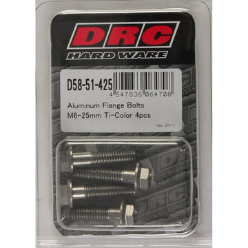 Aluminum Flange Bolts Titanium M6x25mm 4/Pk