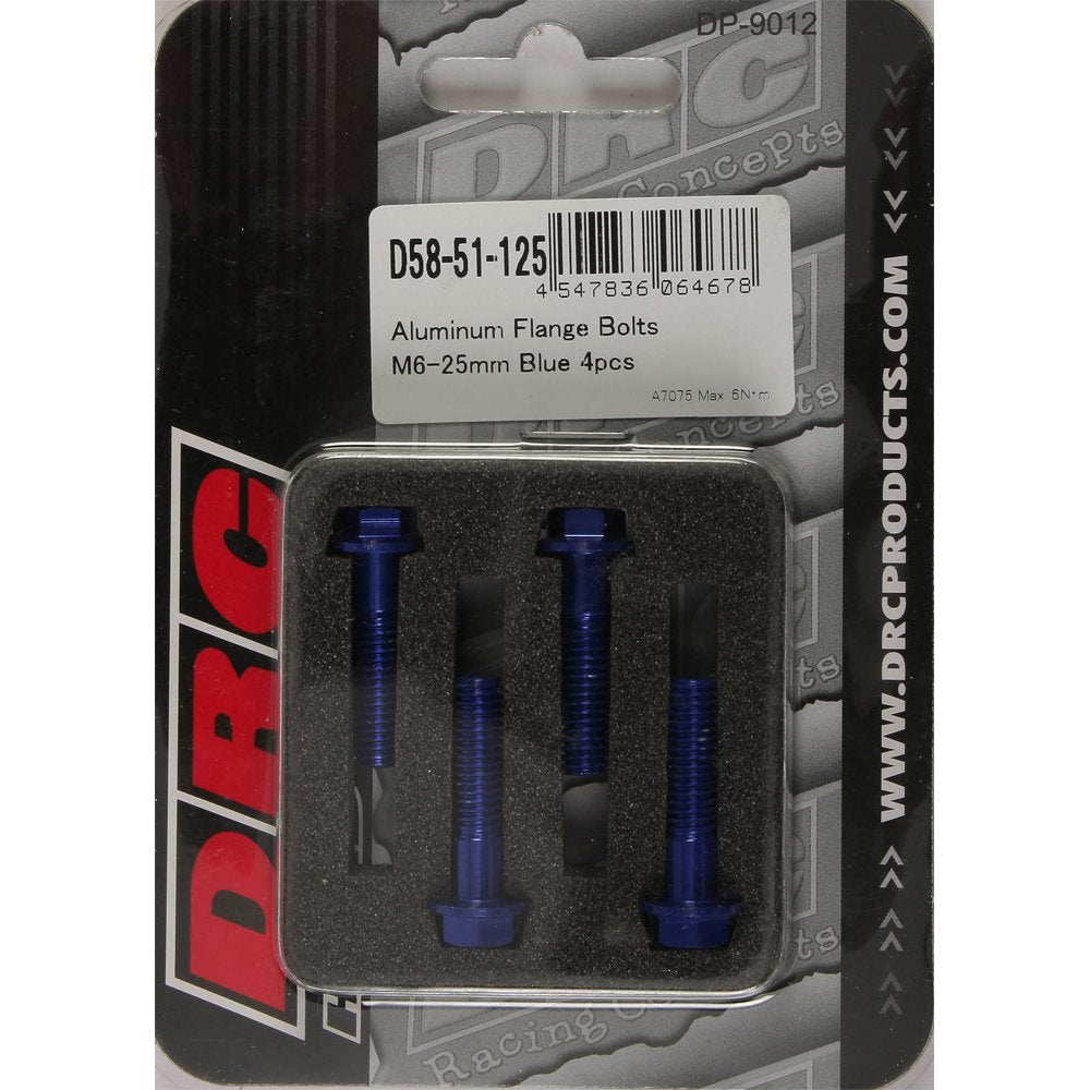 Aluminum Flange Bolts Blue M6x25mm 4/Pk