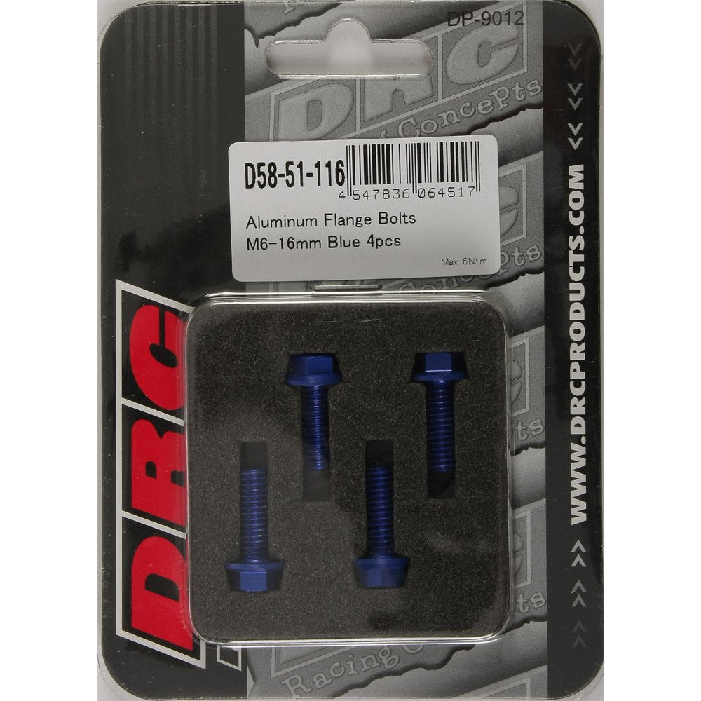 Aluminum Flange Bolts Blue M6x16mm 4/Pk
