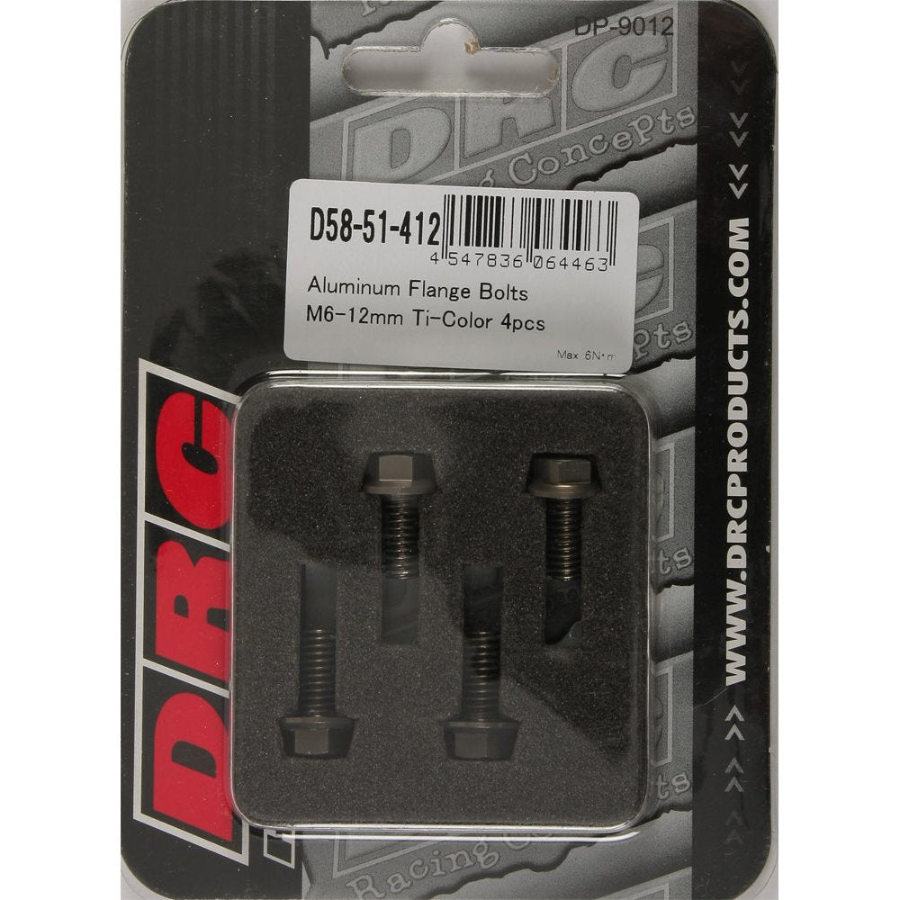 Aluminum Flange Bolts Titanium M6x12mm 4/Pk