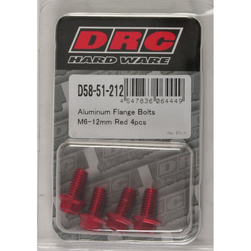 Aluminum Flange Bolts Red M6x12mm 4/Pk