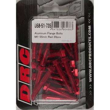 Aluminum Flange Bolts Red M6x35mm 20/Pk