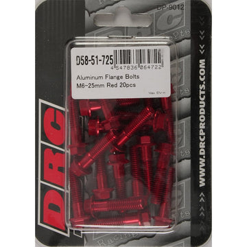 Aluminum Flange Bolts Red M6x25mm 20/Pk