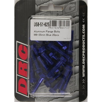Aluminum Flange Bolts Blue M6x25mm 20/Pk