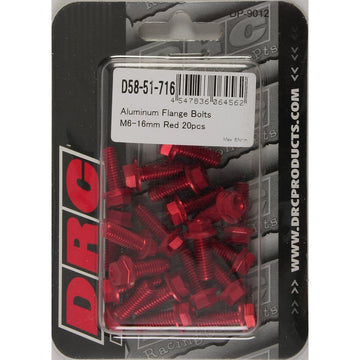 Aluminum Flange Bolts Red M6x16mm 20/Pk