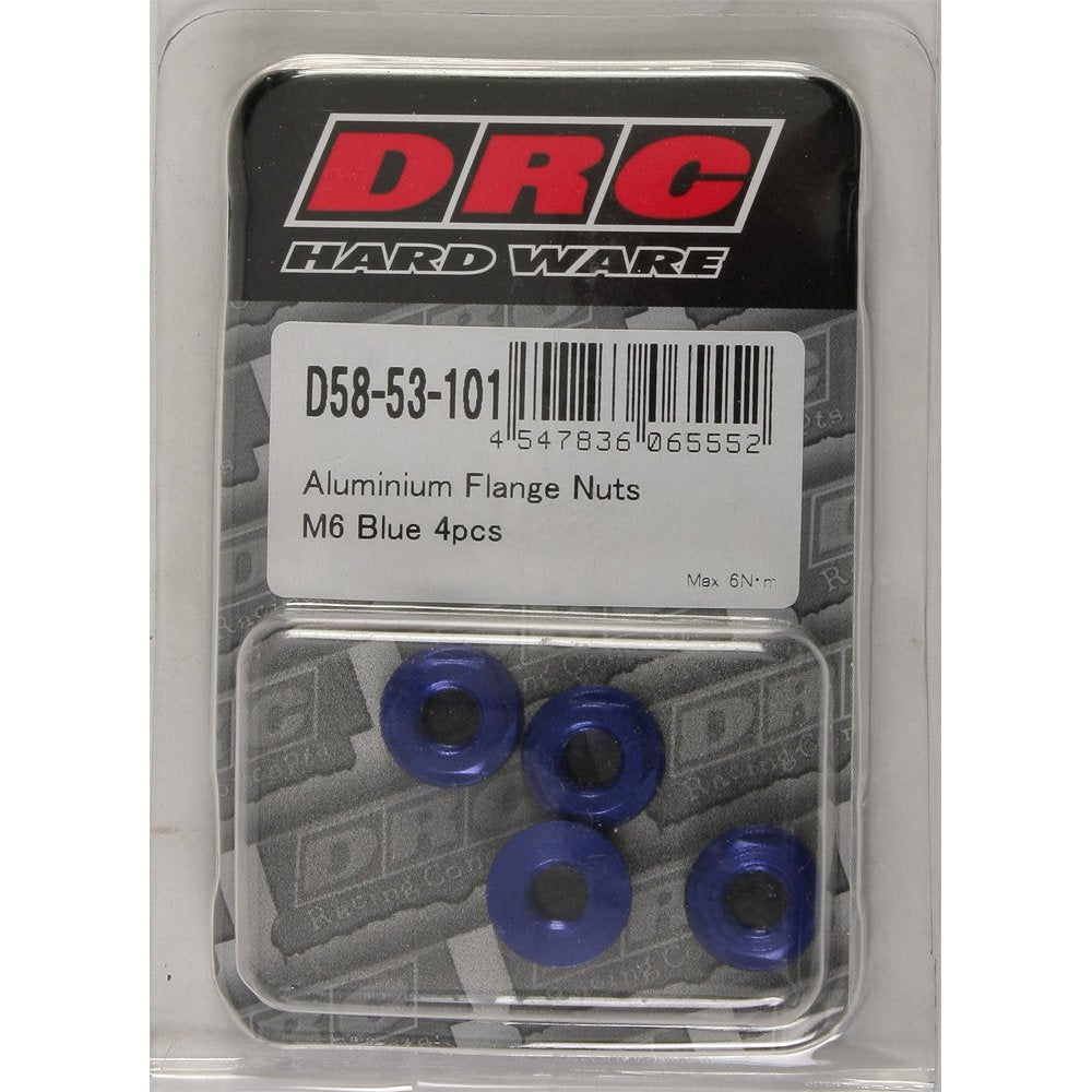 Aluminum Flange Nuts Blue M6x12mm 4/Pk