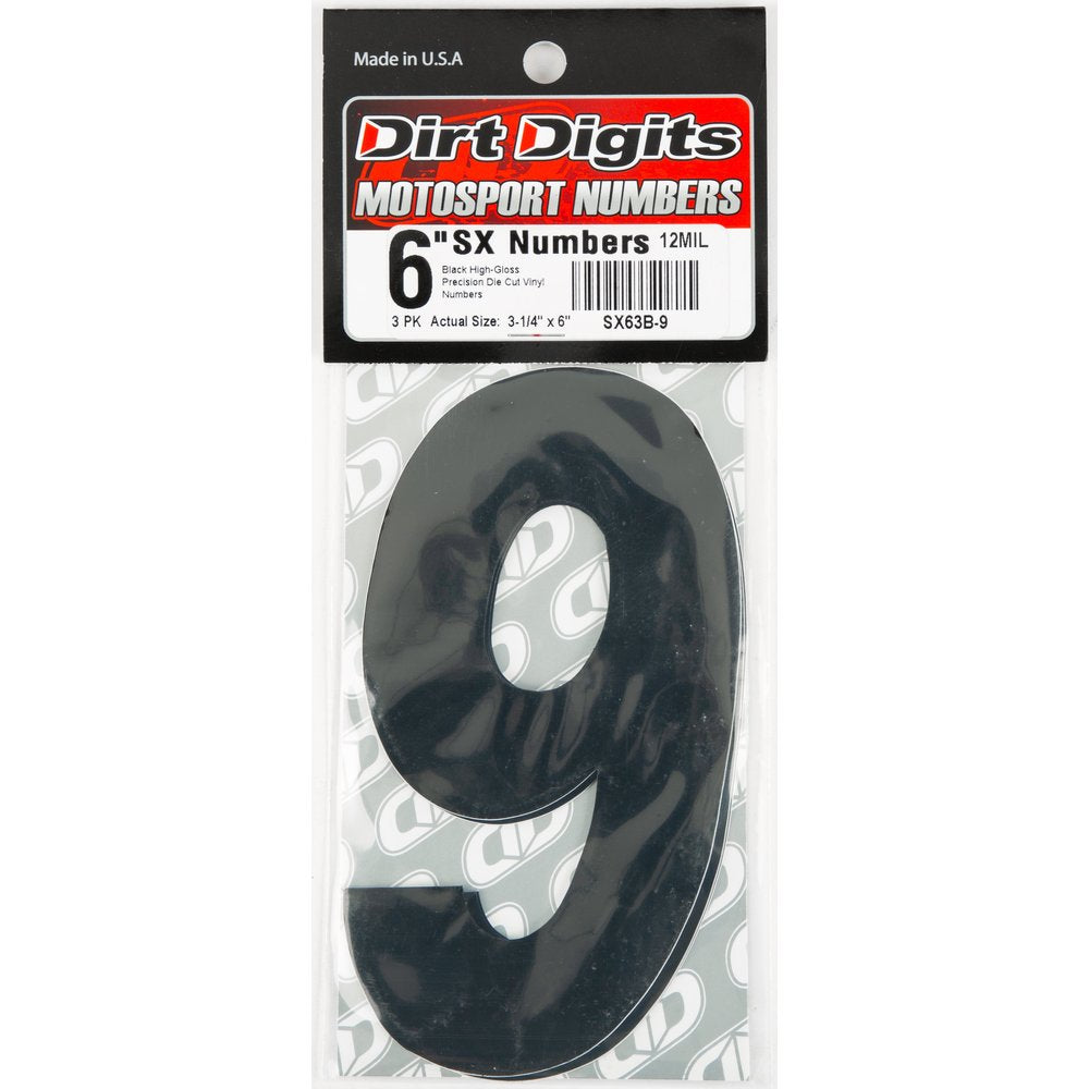 #9 6" Black Super X Digits 3/Pk
