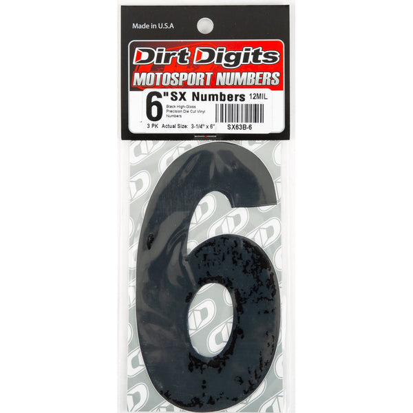 #6 6" Black Super X Digits 3/Pk