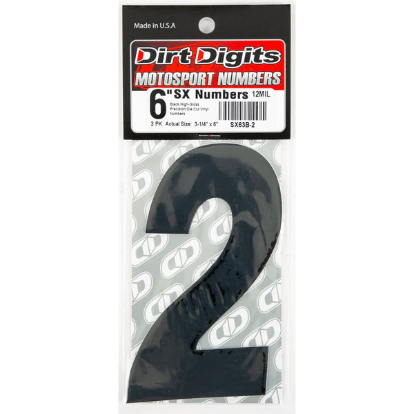 #2 6" Black Super X Digits 3/Pk