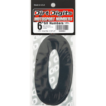 #0 6" Black Super X Digits 3/Pk