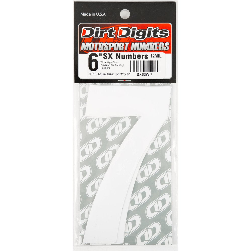 #7 6" White Super X Digits 3/Pk