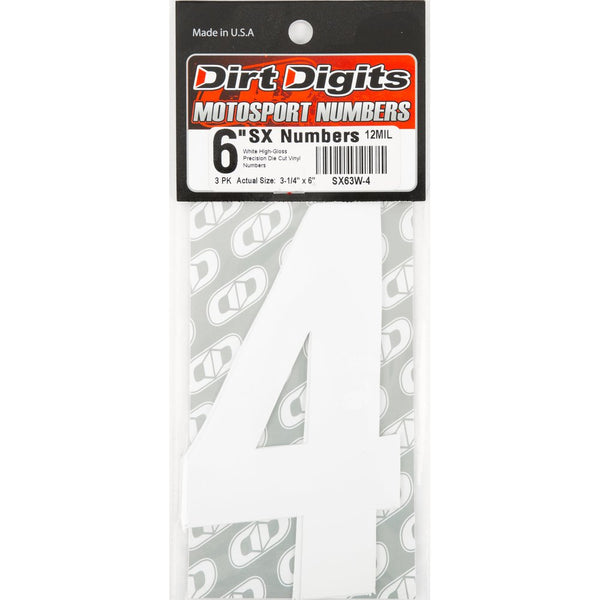 #4 6" White Super X Digits 3/Pk