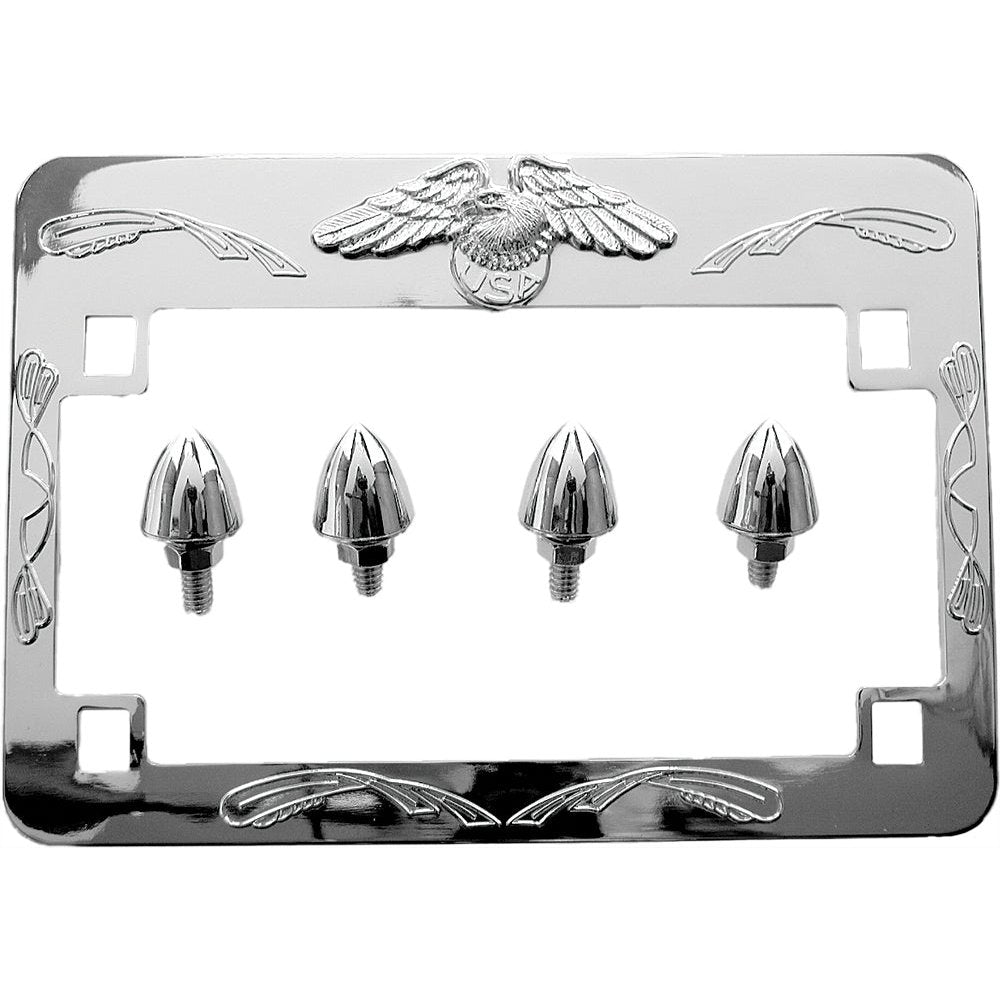Eagle License Frame Chrome W/Bullet Bolts