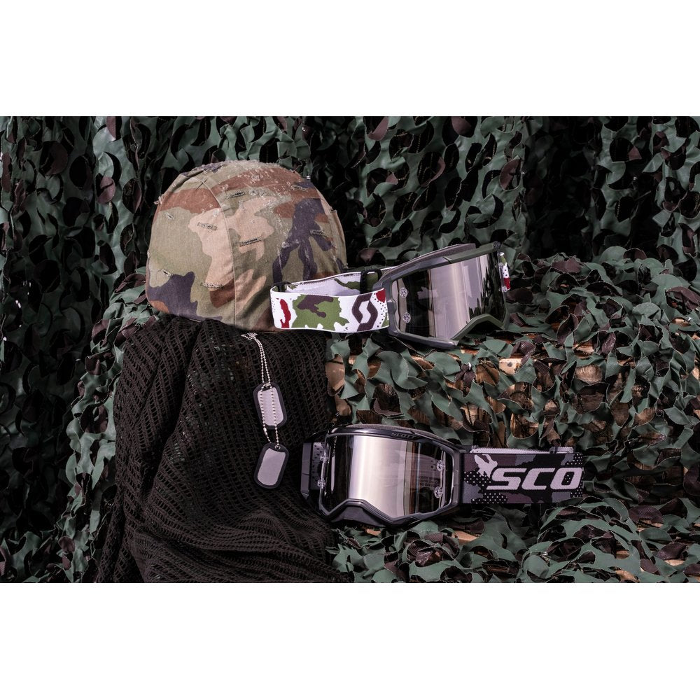 Fury Goggle Dark Green/White Camo W/Silver Chrome Works