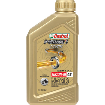 CASTROL Power 1? Synthetic Engine Oil - V-Twin - 20W-50 - 1 U.S. quart 15D28D