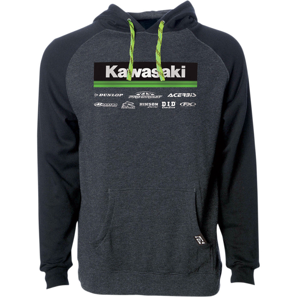 FACTORY EFFEX Kawasaki 21 Racewear Hoodie - Charcoal/Black - XL 24-88126