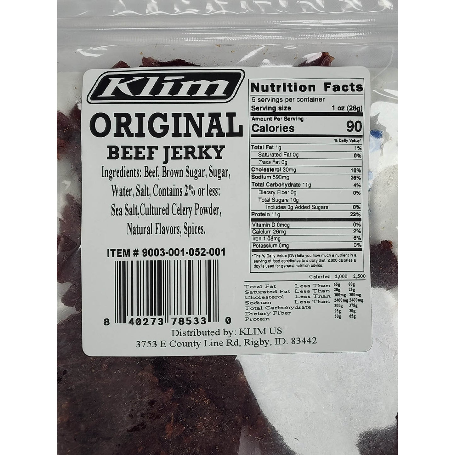 Klim Aggressive Meat Snack 5.2 Oz Original Beef Jerky