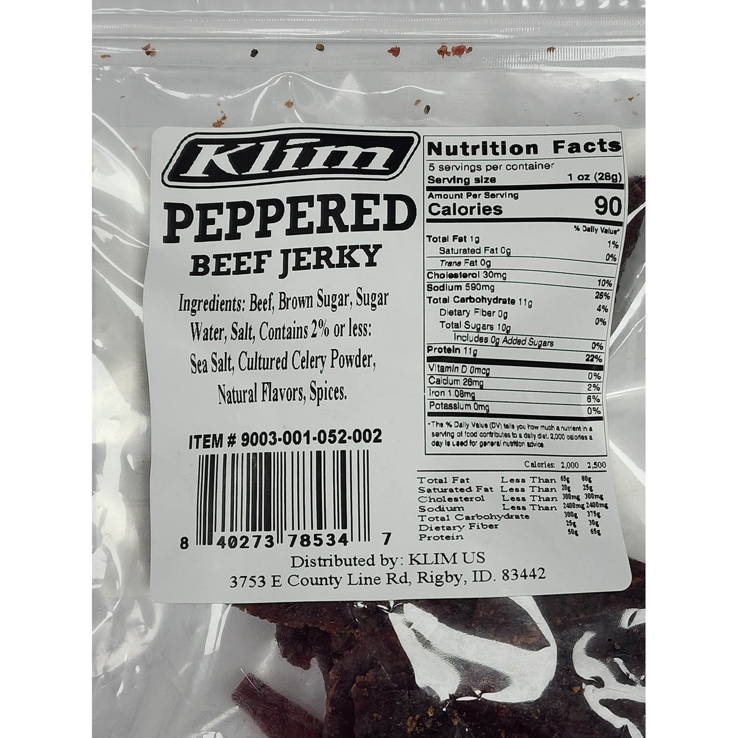 Klim Aggressive Meat Snack 5.2 Oz Peppered Beef Jerky