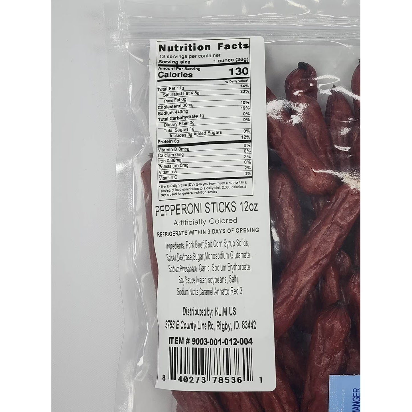 Klim Aggressive Meat Snack 12.0 Oz Pepperoni Mini Sticks