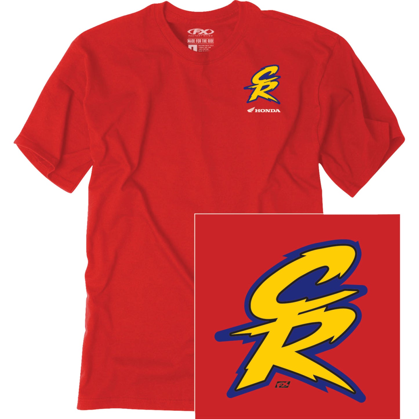 FACTORY EFFEX Honda Retro CR T-Shirt - Red - Large 28-87314