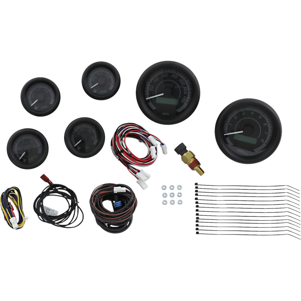 Dakota Digital MVX-8K Series Analog/Digital 6-Gauge Kit - Black Bezel - Black Face with Gray Background MVX-8604-KG-K