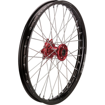 Moose Racing Wheel Assembly - SX-1 - Complete - Front - Black Wheel/Red Hub - 21x1.6 - Honda HF-16021-BKRD