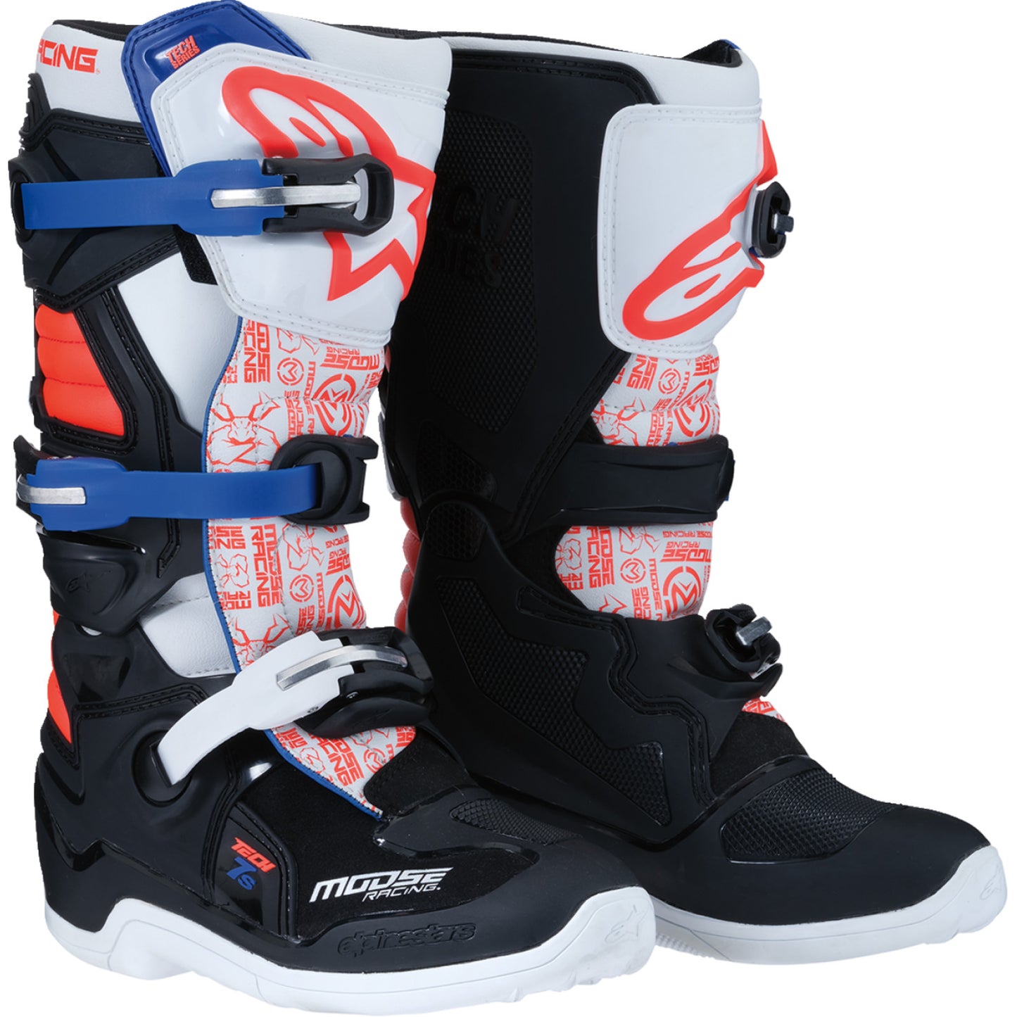 Moose Racing Youth Tech 7S Boots - Black/White/Red/Blue - US 4 0215024-1297-4
