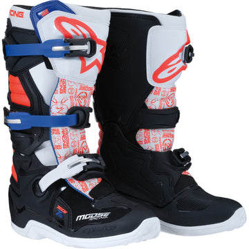 Moose Racing Youth Tech 7S Boots - Black/White/Red/Blue - US 6 0215024-1297-6