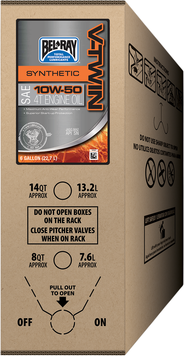 Bel-Ray V-Twin Synthetic Oil - 10W-50 - 6 U.S. gal. - Bag-In-Box 301390150033