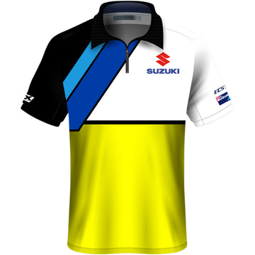 FACTORY EFFEX Suzuki Team Pit Shirt - Yellow/Black/White - Medium 23-85402