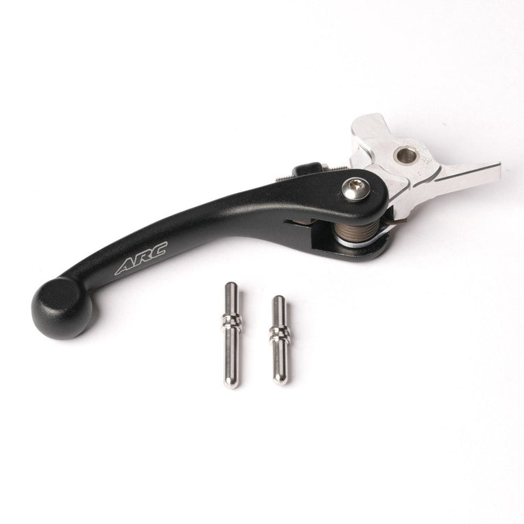 Motorcycle lever with two screws on a white background