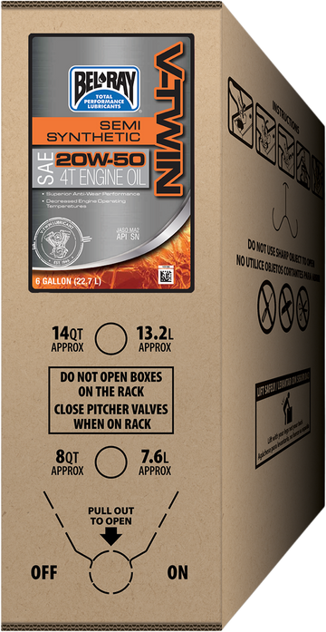 Bel-Ray V-Twin Semi-Synthetic Oil - 20W-50 - 6 U.S. gal. - Bag-In-Box 301389150033
