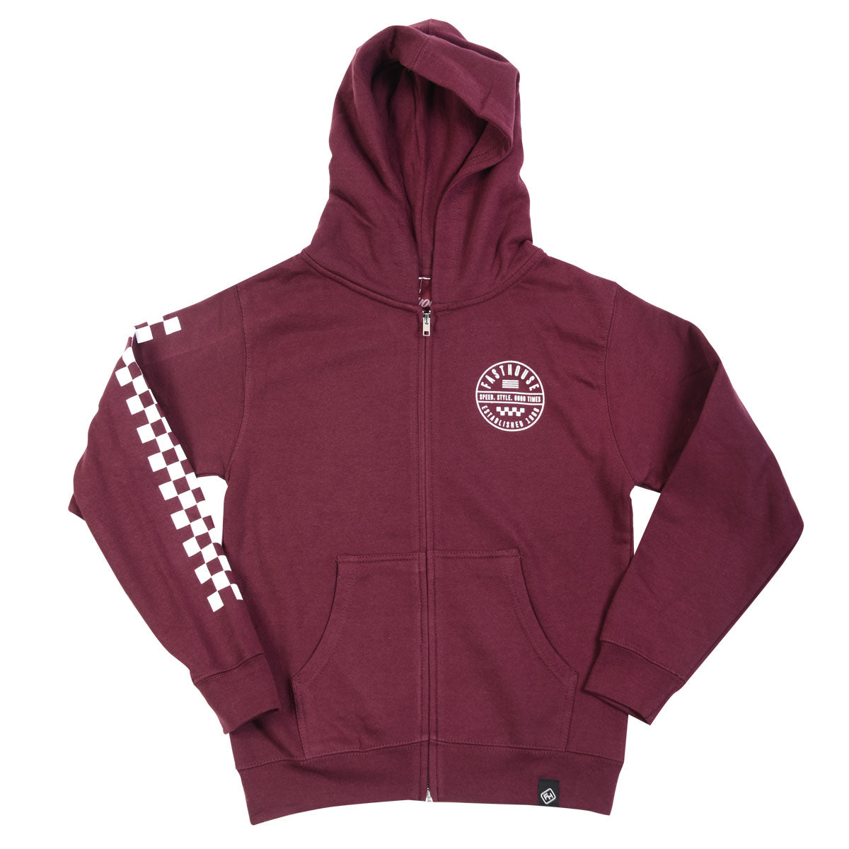 Fasthouse Youth Statement Hooded Zip Up Maroon YXL