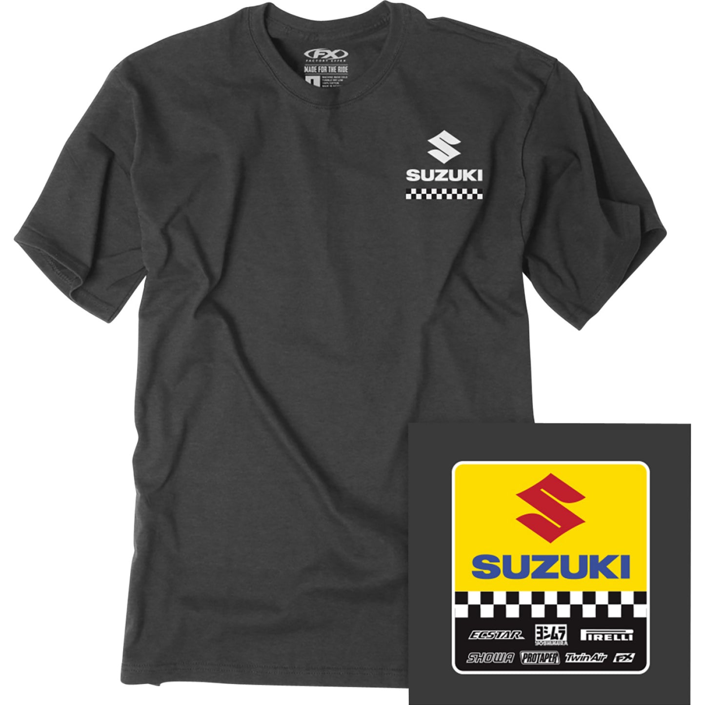 FACTORY EFFEX Youth Suzuki Starting Line T-Shirt - Heather Charcoal - Small 27-83400
