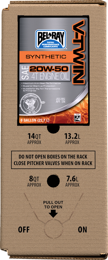 Bel-Ray V-Twin Synthetic Oil - 20W-50 - 6 U.S. gal. - Bag-In-Box 303133150033