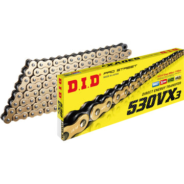DID 530 VX3 - Drive Chain - 110 Links - Gold M530VX3G110ZB | Drive Chain X'ring Types