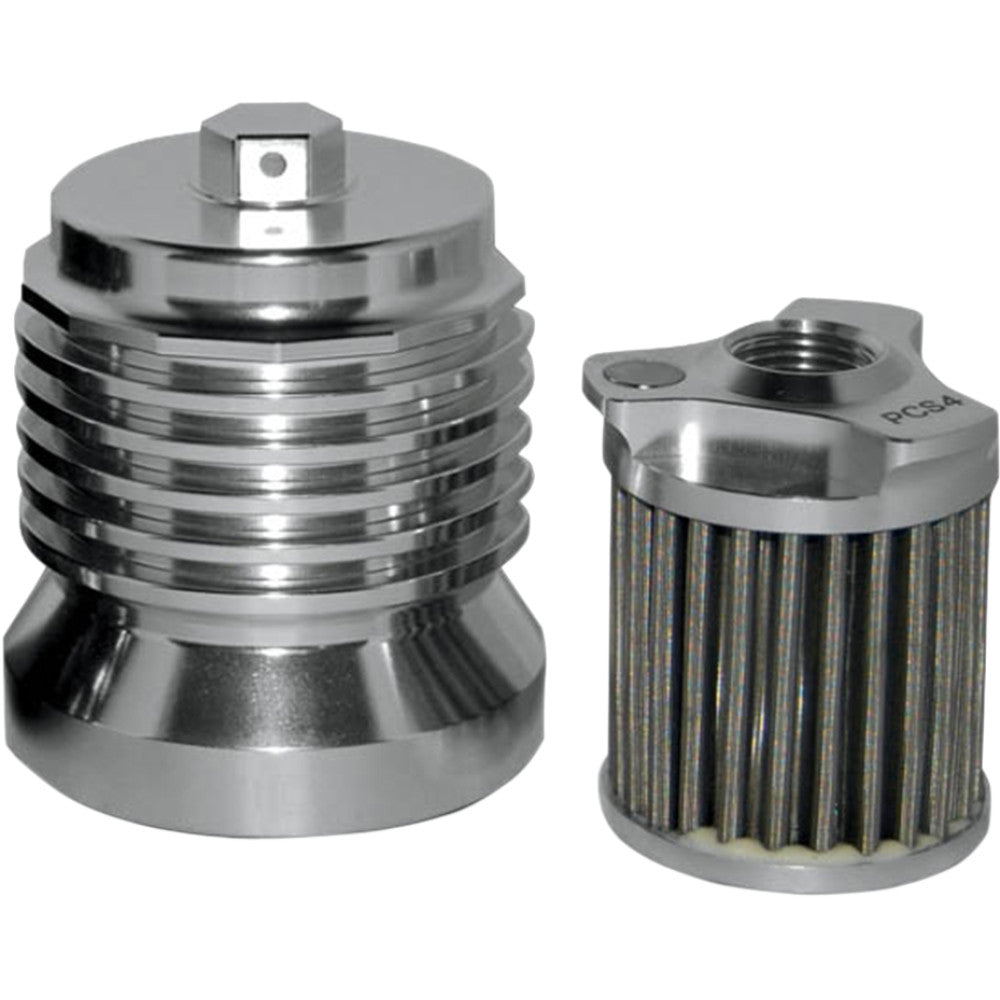 PC RACING Flo? "Spin-on" Oil Filter - Polished Aluminum - Aprilia/BMW/Buell/H-D/Moto Guzzi/Yamaha PCS4C