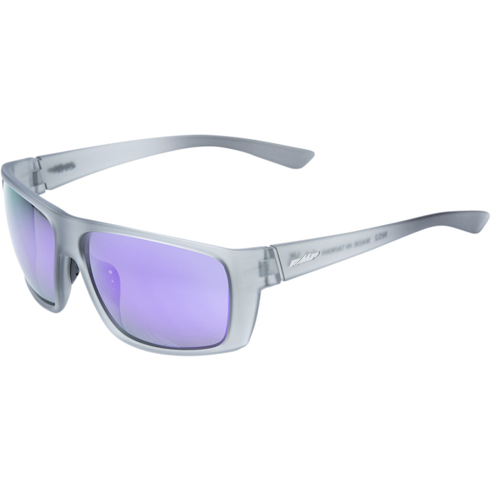 FMF Pit Stop Sunglasses - Matte Crystal Smoke - Purple Mirror Lens F-61507-262-01