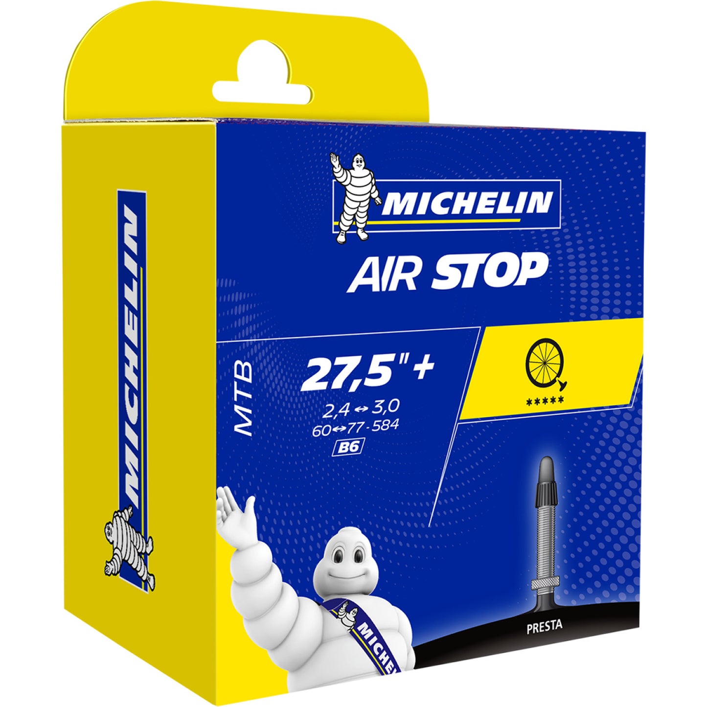 Michelin Air Stop Tube - 2.4"-3.0"x27.5" - Presta 40 mm 77989 | Tube Bicycle | Michelin