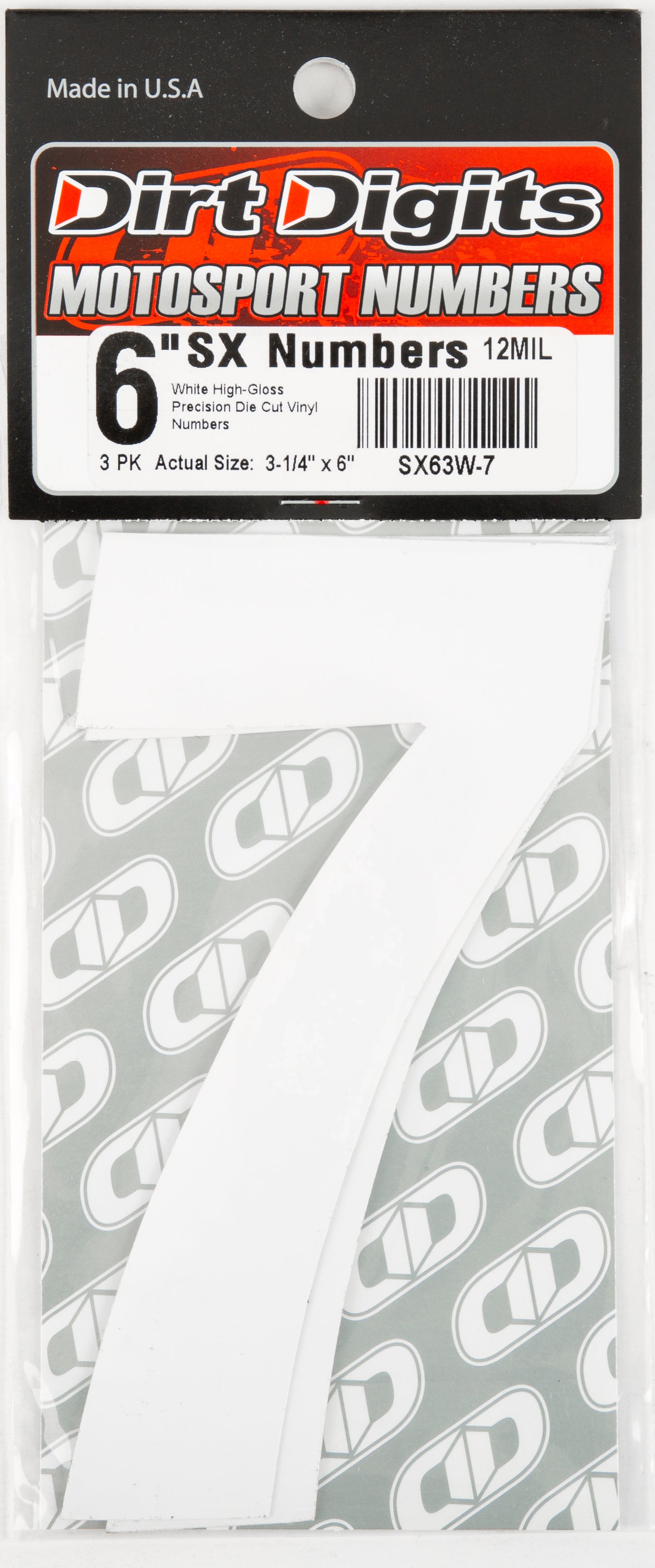 #7 6" White Super X Digits 3/Pk